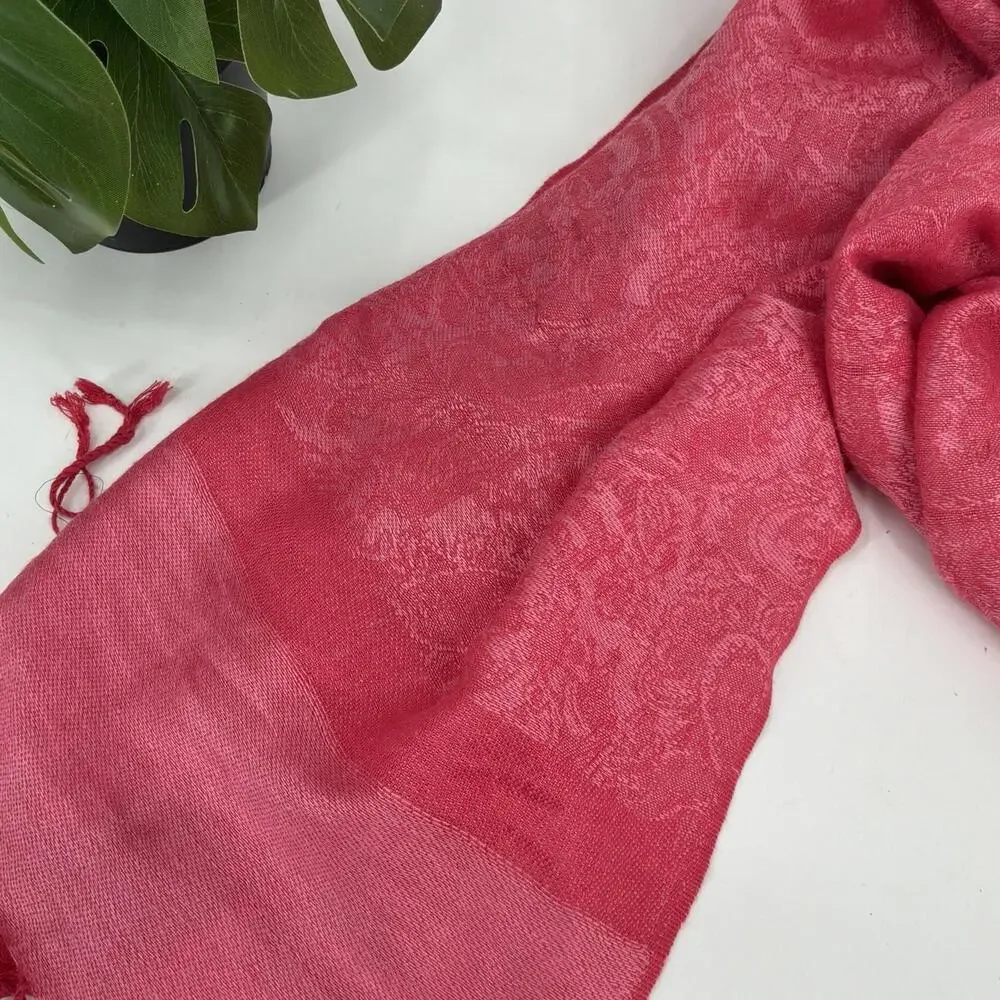 PASHMINA Bubblegum Pink Tassel Scarf Shawl Wrap Women's Silk